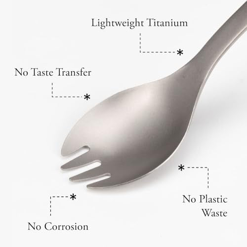 Snow Peak Assorted 4-Pack Titanium Sporks - Lightweight Durable Camping Utensils