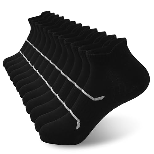 Athletic Ankle Socks with Arch Support - 6 Pairs Black