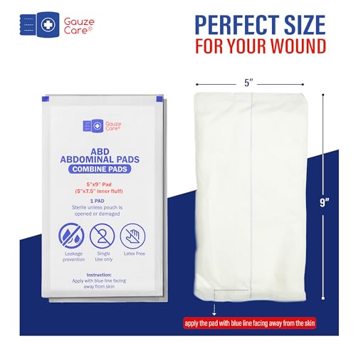 Sterile ABD Pads - 50-Pack, 5 x 9 Inches, Extra Absorbent Wound Dressing