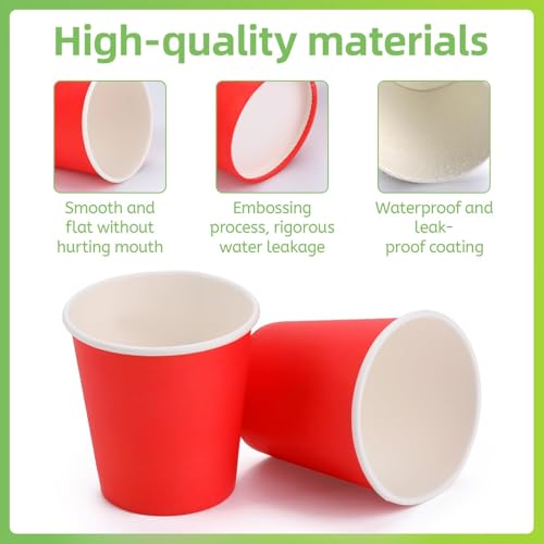 Wuada 3 oz Mouthwash Cups, Red 100 Count - Small Disposable Paper Cups