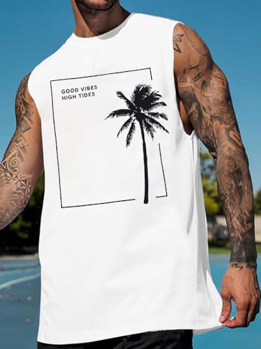 Men's Sleeveless Beach Tank Top - Palm Tree Graphic
