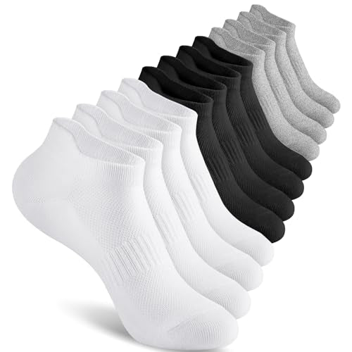 Ankle Socks for Women - 6 Pairs Low Cut Athletic - White/Black/Grey