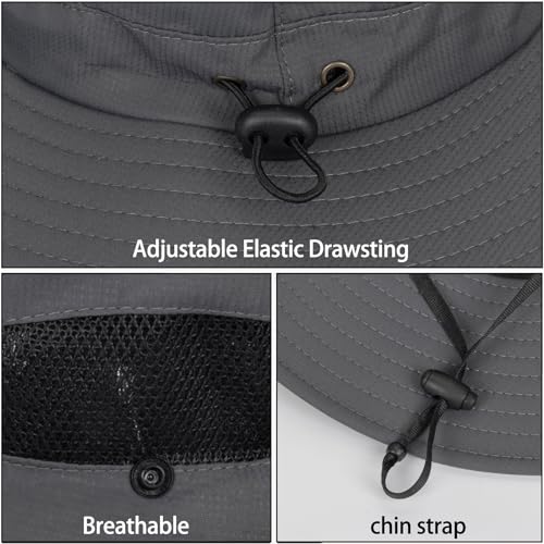 Wide Brim Sun Hat for Men & Women - Medium Dark Grey