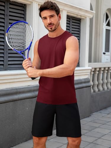 Men's Sleeveless Workout Tank Top - Burgundy, Large