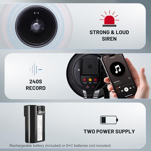 50W Bluetooth Megaphone with Rechargeable Battery - Black