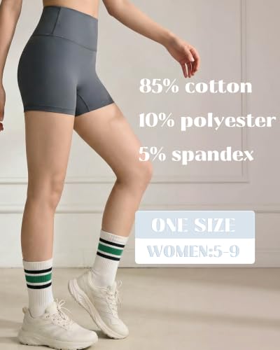 iCamter 5 Pairs Striped Crew Socks for Women