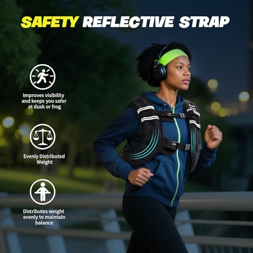Black 12lb Weighted Vest for Women & Men - Adjustable Fitness Body Vest