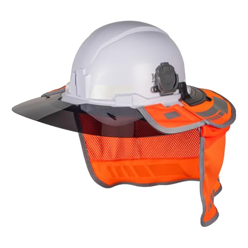 Klein Tools 03011 Hybrid Wide Brim Sombrero Sun Hat with Neck Flap, Hi-Visibility 1200D Fabric, and Universal Hard Hat Clips