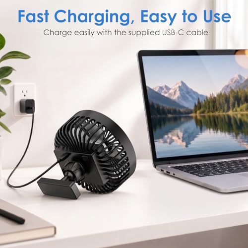 Golf Cart Fan with Magnetic Base - Rechargeable, 3 Speeds, Strong Airflow