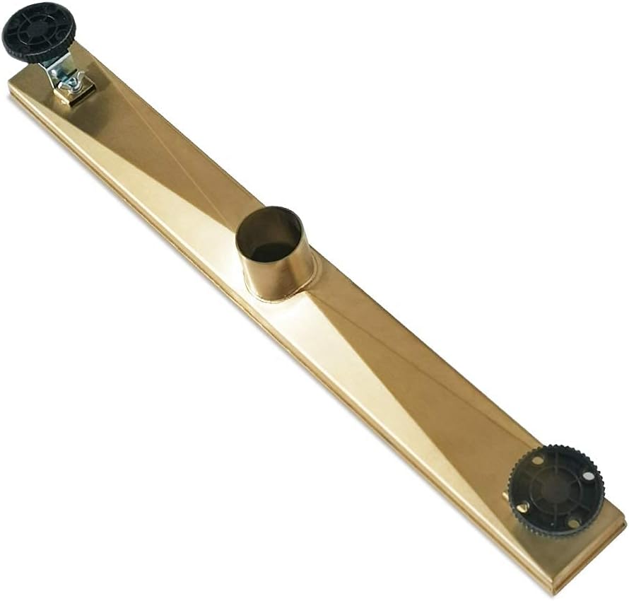 Neodrain 18-Inch Gold Linear Shower Drain - Brushed Brass, Tile Insert Cover & Hair Strainer