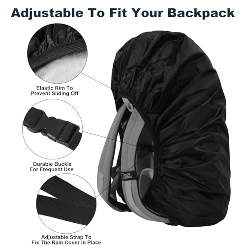 Waterproof Rain Cover for Backpack - L Size (45L-55L), Black