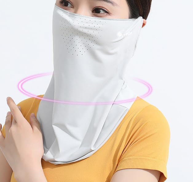 Cooling Neck Gaiter Face Mask - UV Sun Protection Scarf - Light Grey