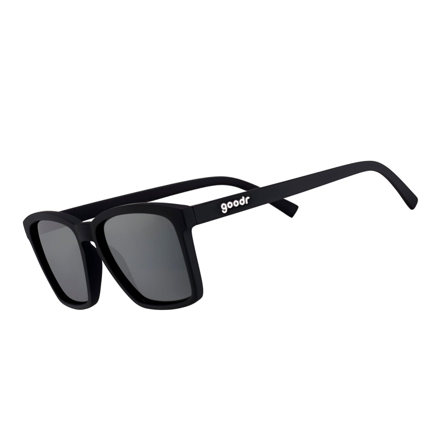 goodr Undercover Stunt Double Polarized Sunglasses , Medium Sized (Retro G), Black Solid Frames with Blue Non-Reflective Glare Reducing Lenses, UV400 Protection, No Slip, No Bounce