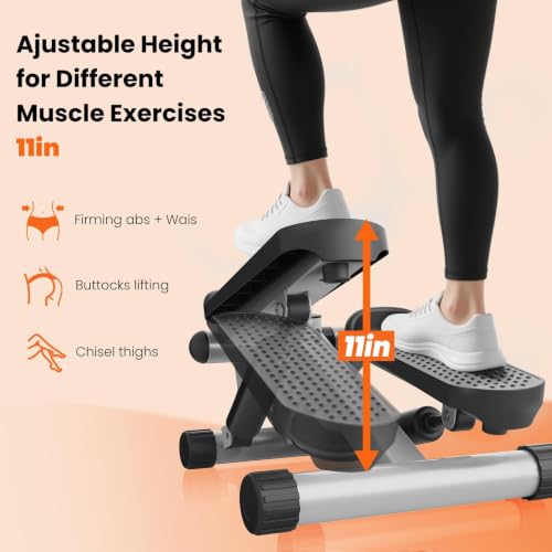 Mini Stair Stepper with Resistance Bands for Full Body Workout - Silver