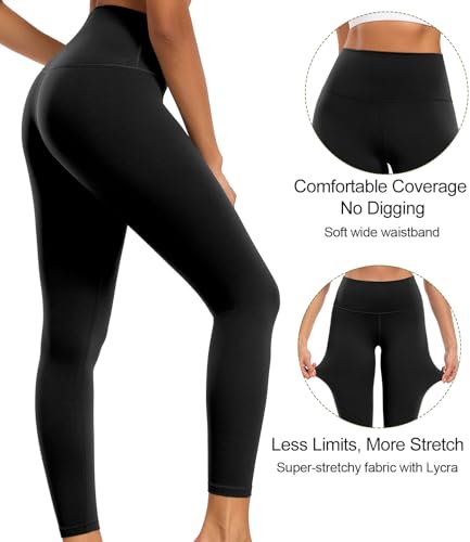 wirarpa Women's High Waisted Soft Yoga Pants 25" - Medium Black