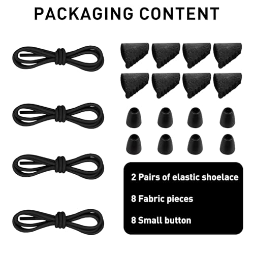 Elastic Shoe Laces - 2 Pairs Black 14in/35cm for Hey Dude