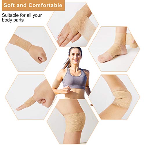 Self-Adhesive Cohesive Bandage Tape 4 Inch 12 Rolls – Medical Wrap for Humans & Pets