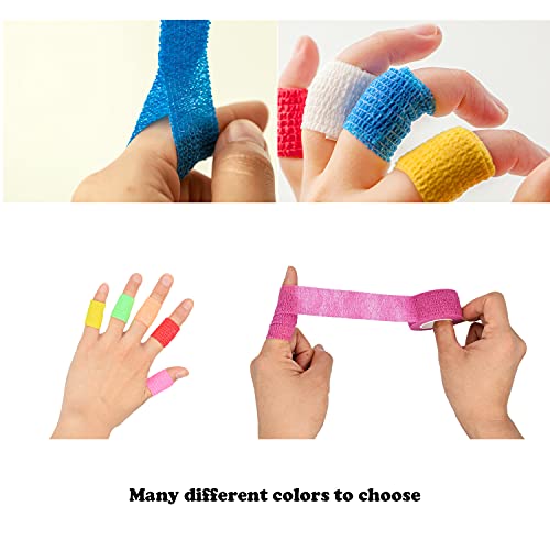Cohesive Wrap - 15 Pack, 1 Inch x 5 Yards, 15 Colors