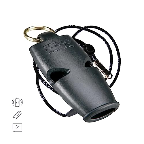 40 Whistle - Pealess Design with Lanyard - One Size, Black