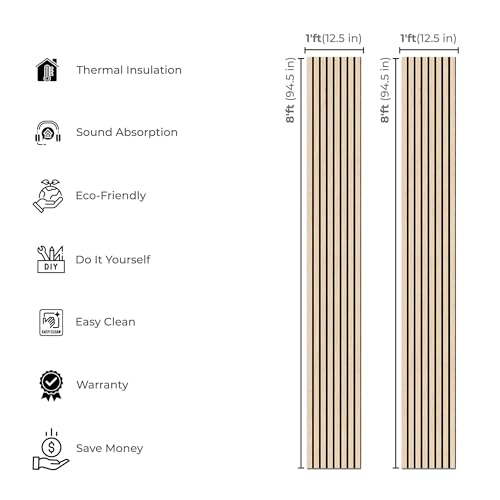 IZODEKOR 3D Wood Wall Panels - Wood Paneling for Living Room, Kitchen, Bathroom & More, Decorative Sound Proof Acoustic Wood Panels, Easy Application, Refreshing Oak - 5x12 inches