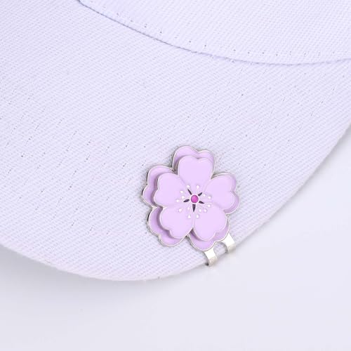 Magnetic Golf Ball Marker with Hat Clip - Purple Flower Design