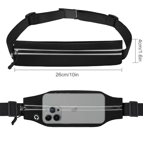 Running Belt Fanny Pack - Lightweight Waterproof Bag for Men & Women - Black