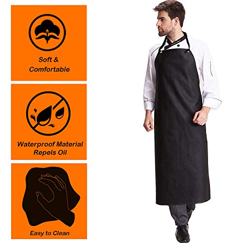 DaKuan Heavy Duty PU Apron & Latex Gloves, Waterproof Resist Strong Acid, Alkali and Oil Apron & Gloves Best for Staying Dry When Dishwashing, Lab Work, Butcher