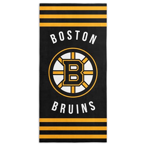 Boston Bruins Stripes Beach Towel - 30 x 60 Inch Cotton Blend