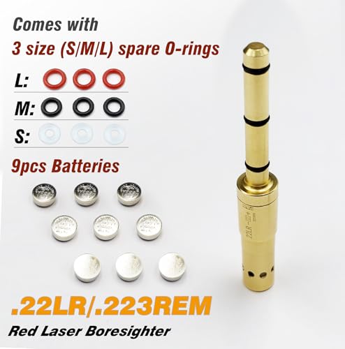 Laser Bore Sight for .22LR/.223REM - Brass Laser Boresighter for Pistols, Rifles & Air Guns