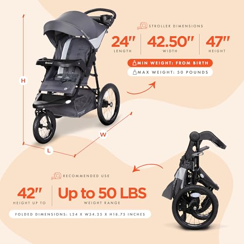 Jogging Travel System with LED Lights - Dash Grey
