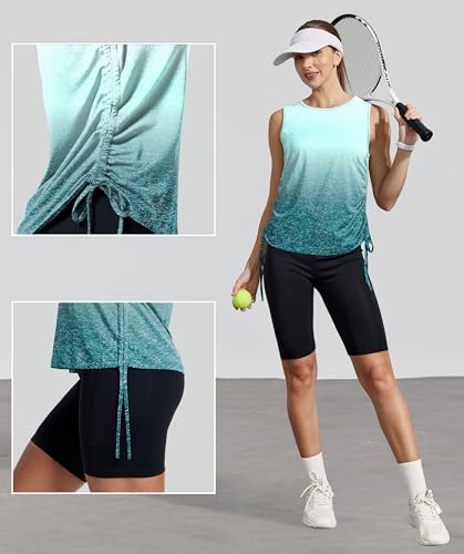 Women's Workout Tank Top - Pilates Gym Summer Outfit - Medium H-Gradient Blue Green