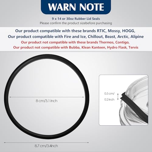 30 oz Rubber Lid Seals - 9 Pieces for RTIC Atlin - Black