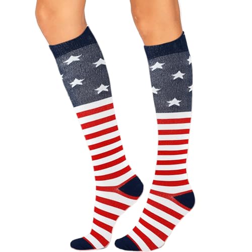 Compression Knee High Socks for Women - Large American Flag