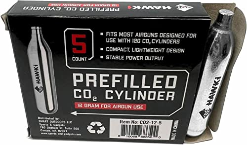 12 Gram CO2 Cartridges - 5 Pack for Air Guns, Airsoft & Paintball