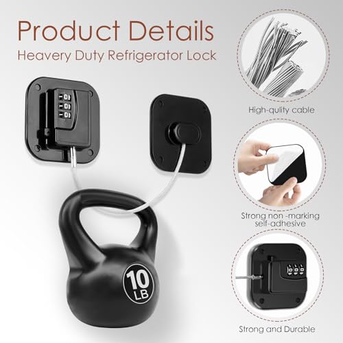 Refrigerator Lock, Combination Lock for Refrigerator Cabinets, Drawers, Heavy Duty Fridge Lock, Easy Install No Keys Needed (Black-4Pack)