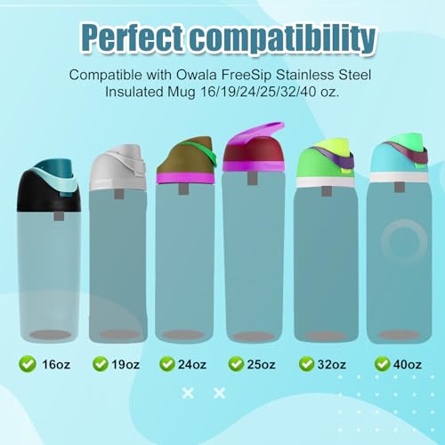 Silicone Seal Rings & Stoppers for Owala Freesip - 6 Pieces, Pink/Cyan/Purple