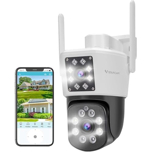 VSTARCAM 2MP+2MP Outdoor Security Camera, 2K Dual Camera, 360¡Æ Monitoring, Custom Alarm Sound, Full Color Night Vision, 2-Way Audio, 2.4GHz WiFi, PIR Motion Sensor,Real Time Notifications