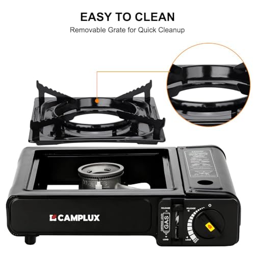 Camplux Dual Fuel 1 Burner Portable Stove with Carrying Case – Propane & Butane, CSA Certified