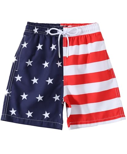 Boys Swim Trunks - High-Visibility Safety Colors, US Flag, Sizes 2T-16