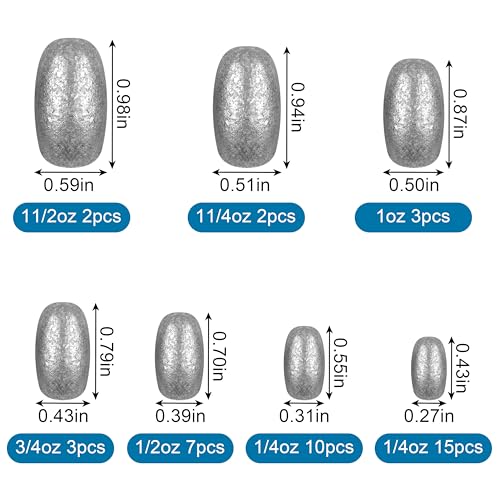 Egg Sinkers Fishing Weights 1/8oz - 20 Pack for Freshwater & Saltwater