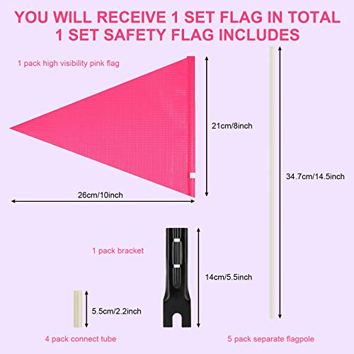 6ft Reflective Bike Safety Flag with Pole - Pink