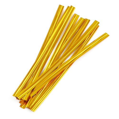 Tangyinrd Gold Metallic Twist Ties 100 Yards Bread Candy Coffee Bag Ties Plant Garden Twist Ties for Parties Decorative Ties Cake Present Art Craft