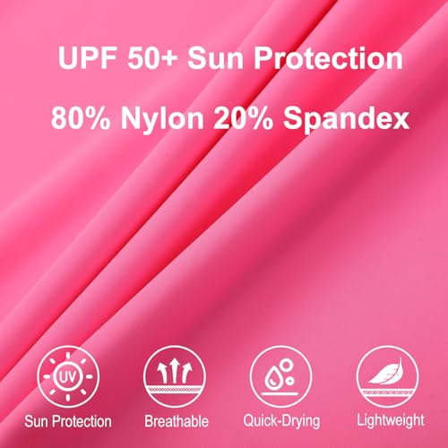Kids Long Sleeve Rash Guard UPF 50+ Swim Shirt - Neon Pink, 10-12 Years