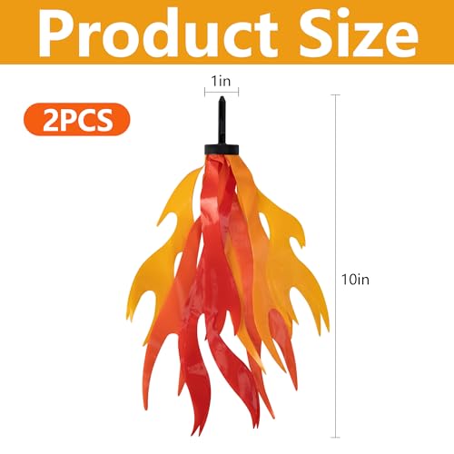 Flame Bicycle Streamers - 10 Inch Red & Orange Tassels, 2 Pcs