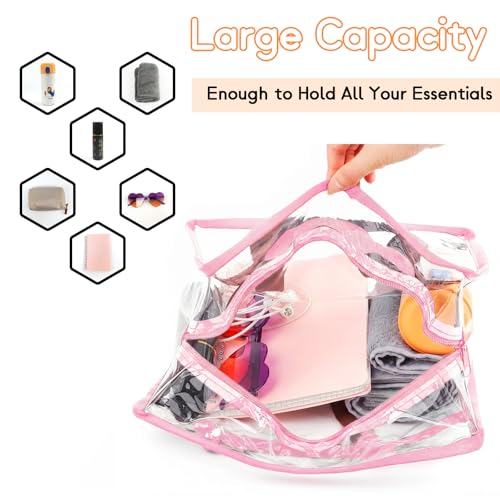 Clear Stadium Approved Tote Bag - Large 12x6x12 - Pink