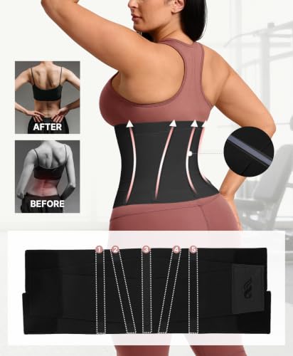 Waist Trimmer Belt - Medium Black, Breathable Compression Body Shaper