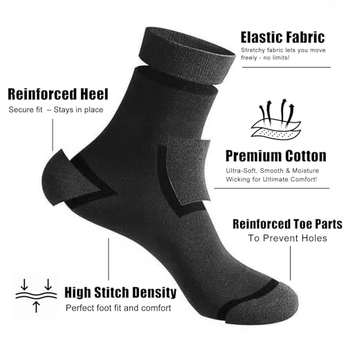 6 Pairs Quarter Length Ankle Socks for Men & Women - White