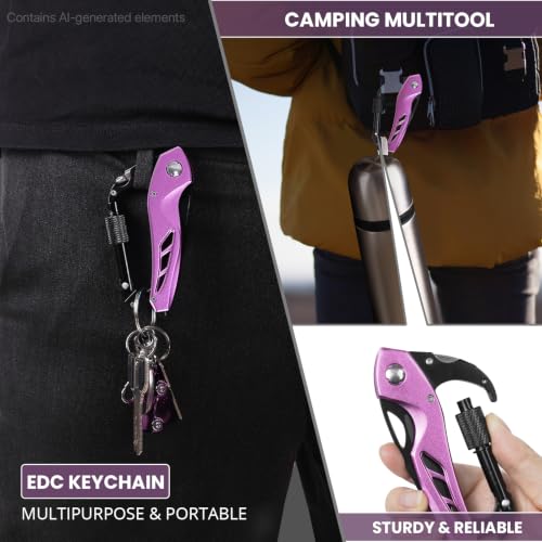 Pink FUNBRO 6-in-1 Multitool Carabiner with Bottle Opener & Screwdrivers (Variation: Pink)