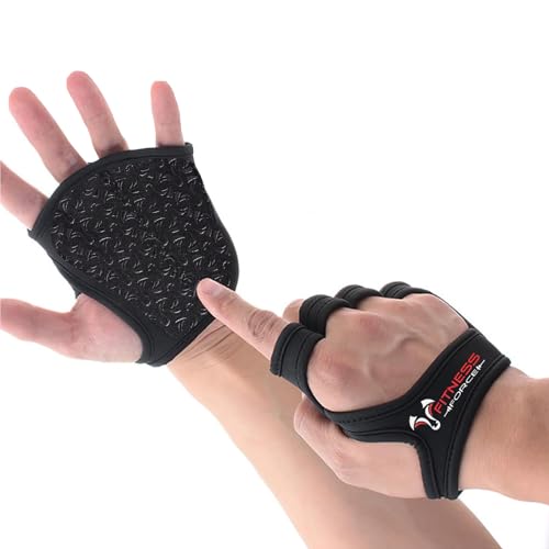 Workout Gloves for Weight Lifting - Fingerless Gym Grip - Black, X-Large