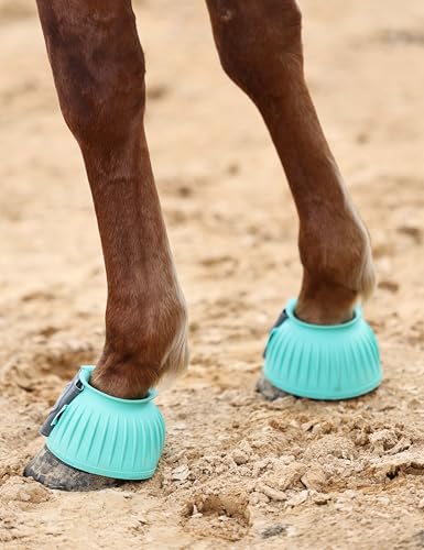 Rubber Bell Boots for Horses - Hoof Overreach Protection, X-Large Turquoise